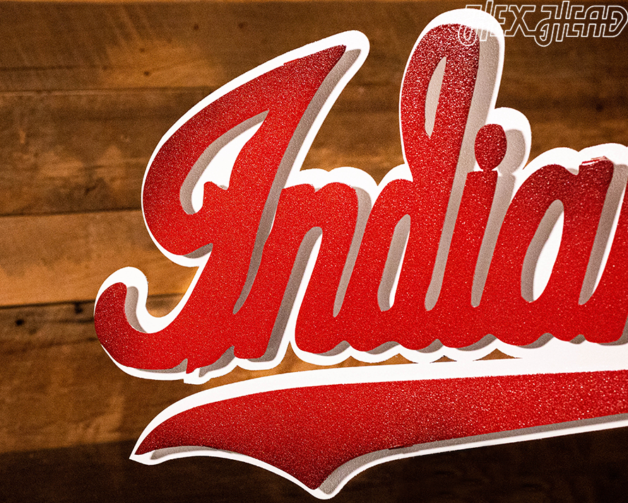 Indiana Hoosiers Classic Script 3D Vintage Metal Wall Art