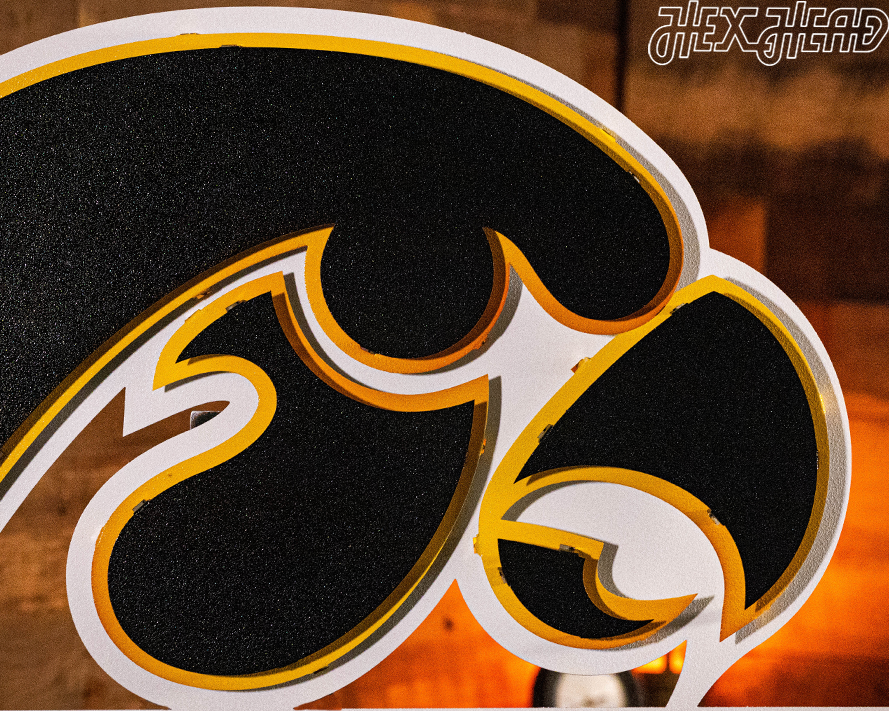 Iowa Hawkeyes Mascot with "HAWKEYES"  3D Metal Wall Art