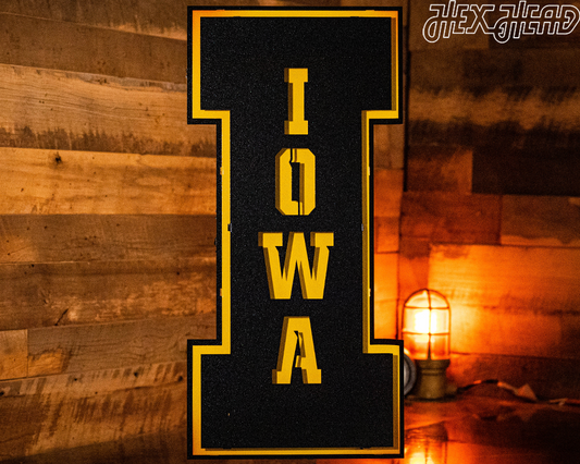 Iowa Hawkeyes Block "I" 3D Vintage Metal Art