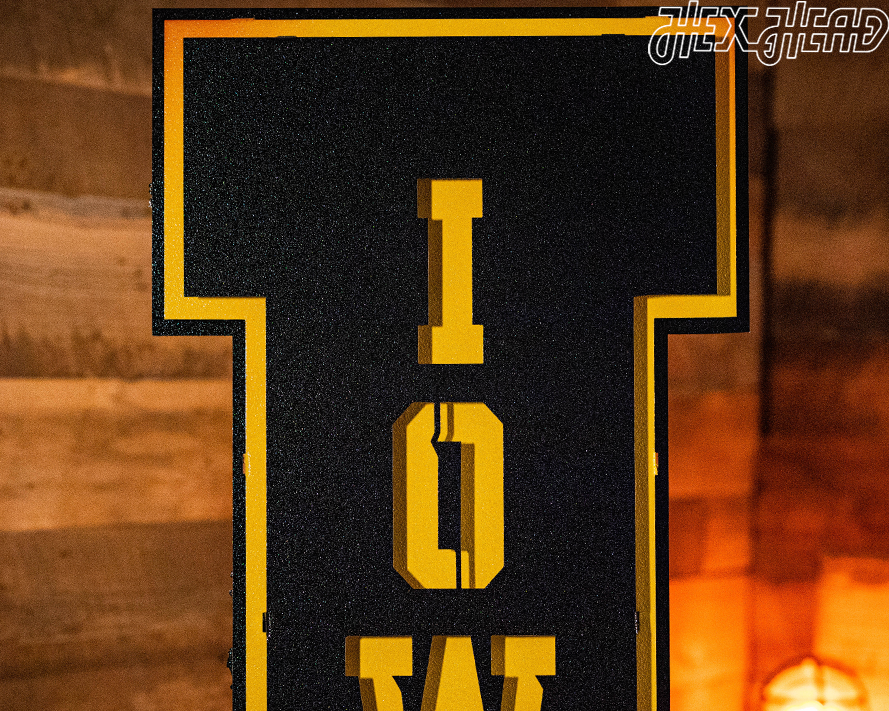 Iowa Hawkeyes Block "I" 3D Vintage Metal Art