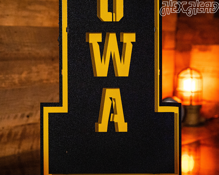 Iowa Hawkeyes Block "I" 3D Vintage Metal Art