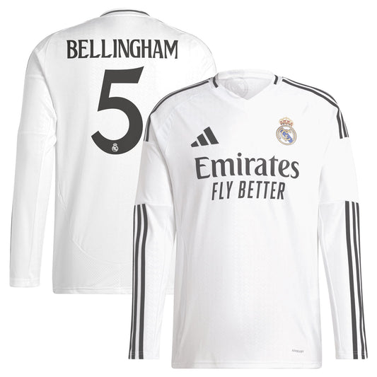 Jude Bellingham Real Madrid Adidas 2024/25 Home Long Sleeve Player Jersey - White