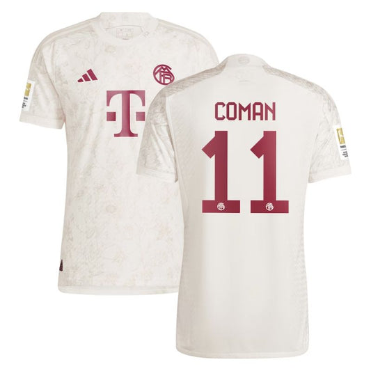 Kingsley Coman Bayern Munich Shirt 2023/24 Third Jersey - White