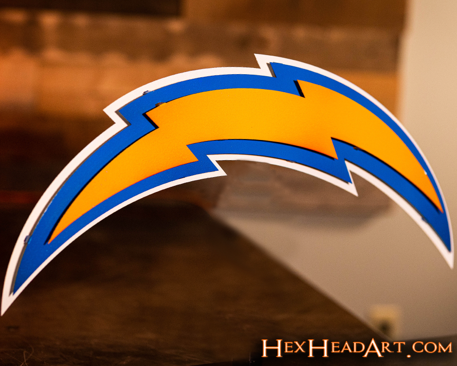 Los Angeles Chargers Lightning Bolt 3D Vintage Metal Wall Art