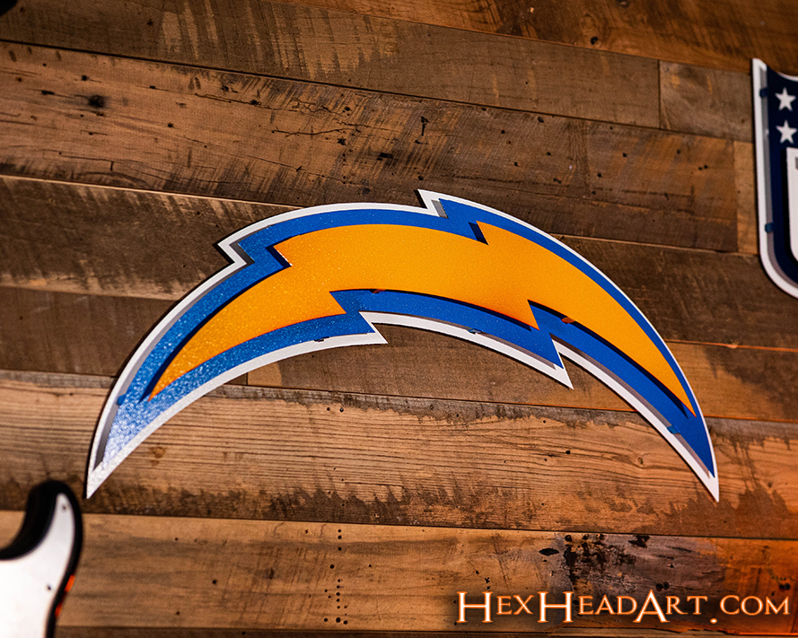 Los Angeles Chargers Lightning Bolt 3D Vintage Metal Wall Art