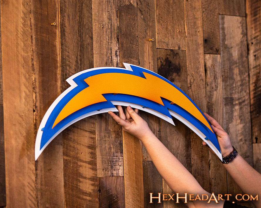 Los Angeles Chargers Lightning Bolt 3D Vintage Metal Wall Art