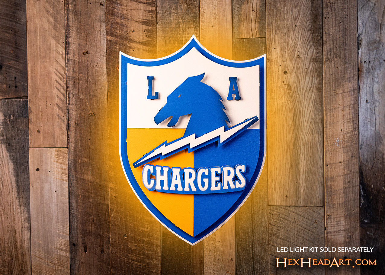 Los Angeles Chargers SHIELD 3D Vintage Metal Wall Art