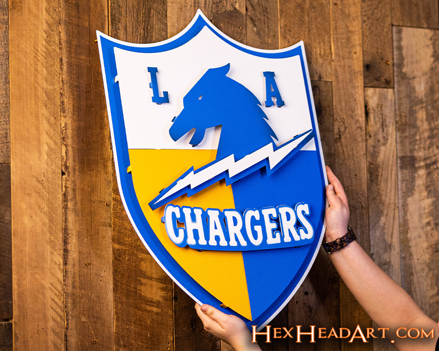 Los Angeles Chargers SHIELD 3D Vintage Metal Wall Art