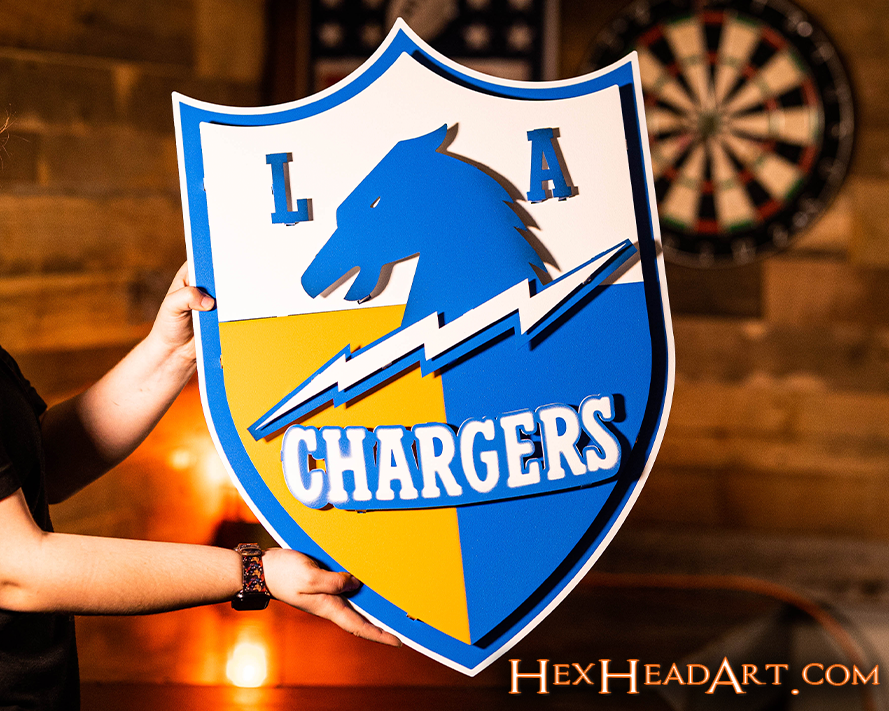 Los Angeles Chargers SHIELD 3D Vintage Metal Wall Art