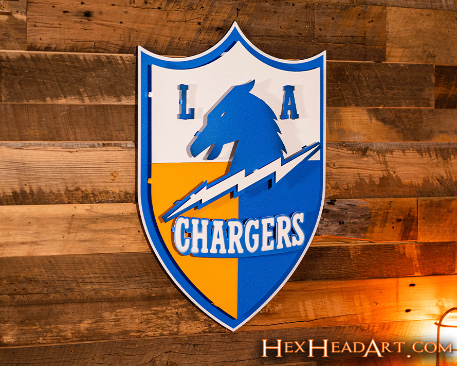 Los Angeles Chargers SHIELD 3D Vintage Metal Wall Art