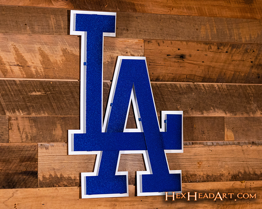 Los Angeles Dodgers interlocking "LA" 3D Vintage Metal Wall Art