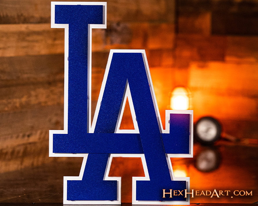 Los Angeles Dodgers interlocking "LA" 3D Vintage Metal Wall Art