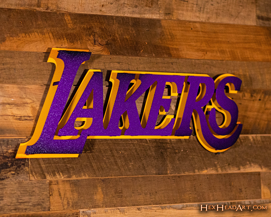 Los Angeles Lakers Jersey "LAKERS" Vintage 3D Vintage Metal Wall Art