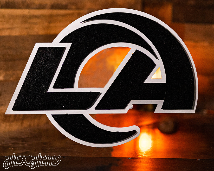 MONOCHROME - Los Angeles Rams "LA" Logo 3D Vintage Metal Wall Art