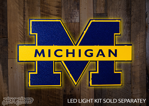 Michigan Wolverines "Block M With Michigan Wordmark" 3D Metal Wall Art