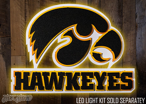 Iowa Hawkeyes Mascot with "HAWKEYES"  3D Metal Wall Art