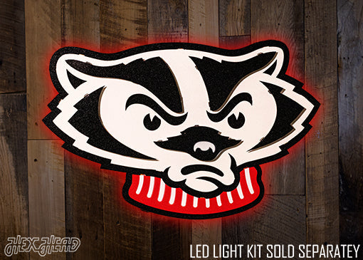 Wisconsin Badgers Mascot Head 3D Vintage Metal Wall Art