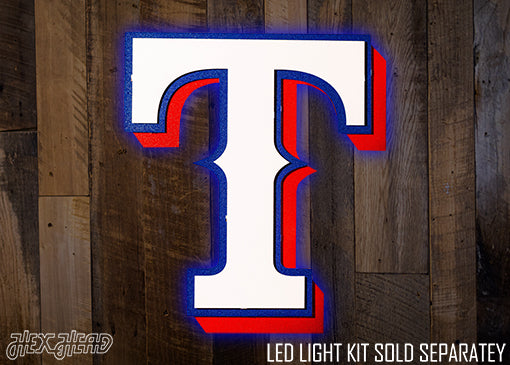 Texas Rangers 3 Layer "T" 3D Metal Wall Art