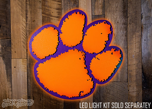 Clemson Tigers Orange on Purple Paw 3D Vintage Metal Wall Art