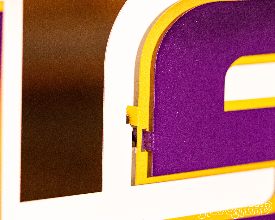 Louisiana State "LSU" Purple on Gold 3D Vintage Metal Wall Art