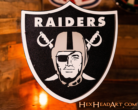 Las Vegas Raiders Shield 3D Vintage Metal Wall Art