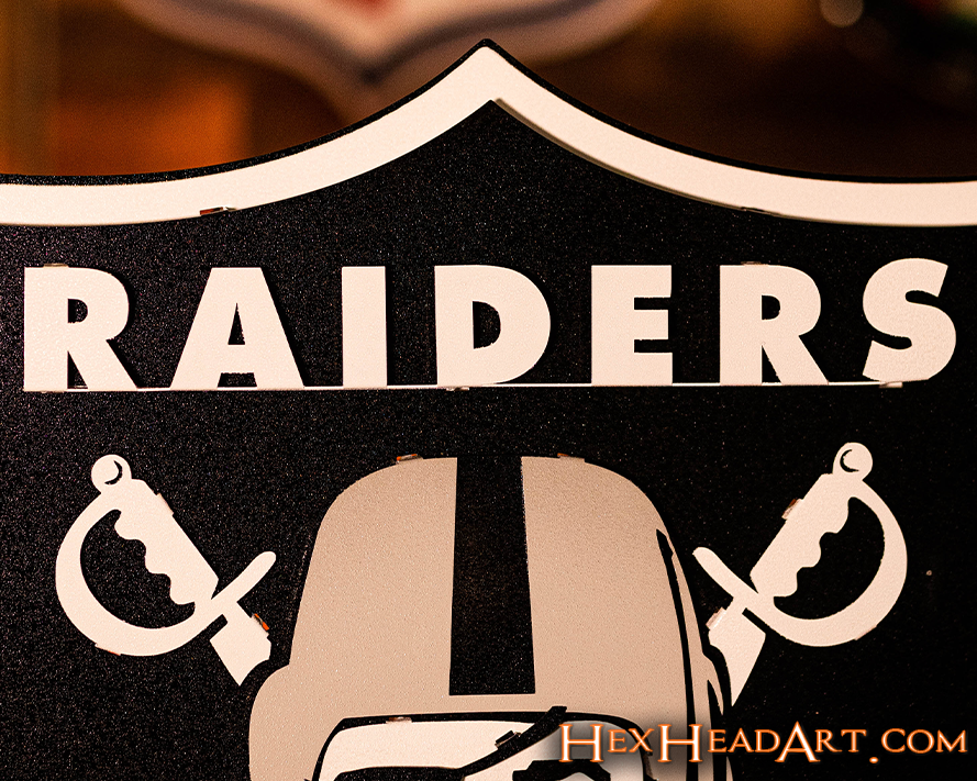 Las Vegas Raiders Shield 3D Vintage Metal Wall Art