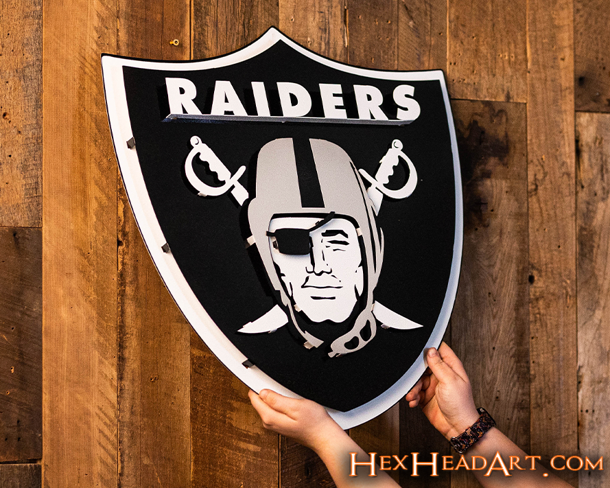 Las Vegas Raiders Shield 3D Vintage Metal Wall Art