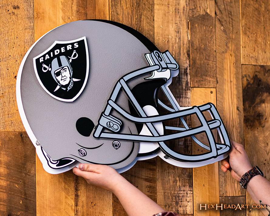 BLITZ Collection - 8 Layer Las Vegas Raiders Helmet 3D Vintage Metal Wall Art