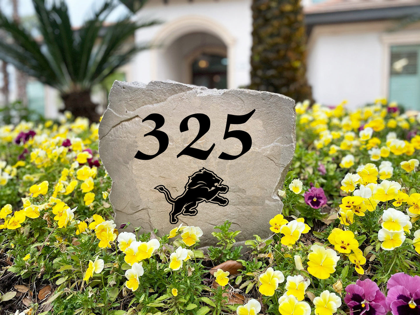 Detroit Lions Design-A-Stone Landscape Art Address Stone