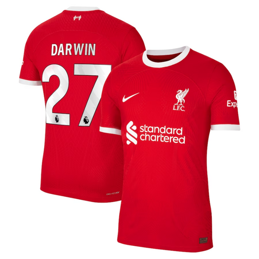 Liverpool Home Shirt - 2023-24 with Darwin 27 printing - Red