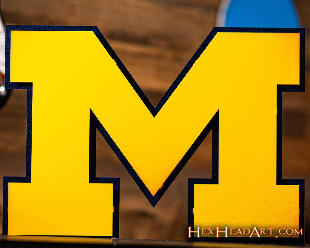 Michigan Wolverines "Block M" Maize Metal Wall Art