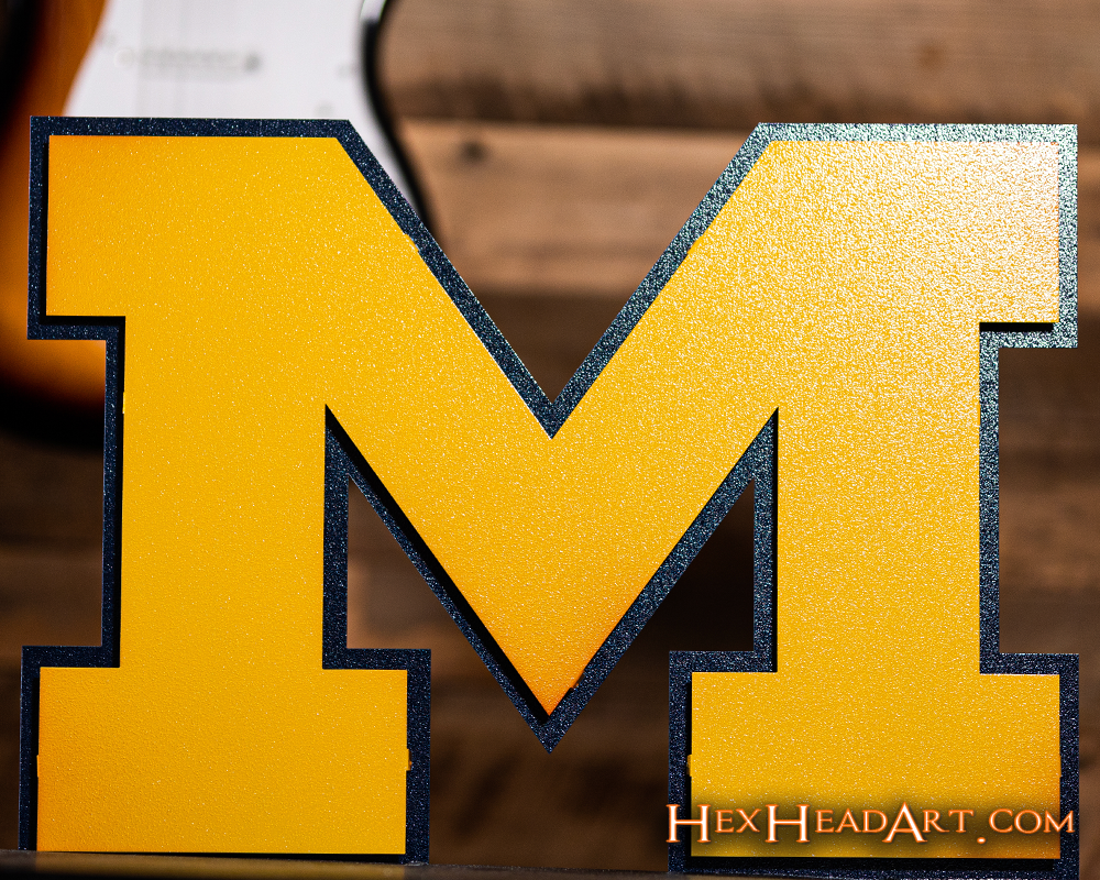 Michigan Wolverines "Block M" Maize Metal Wall Art