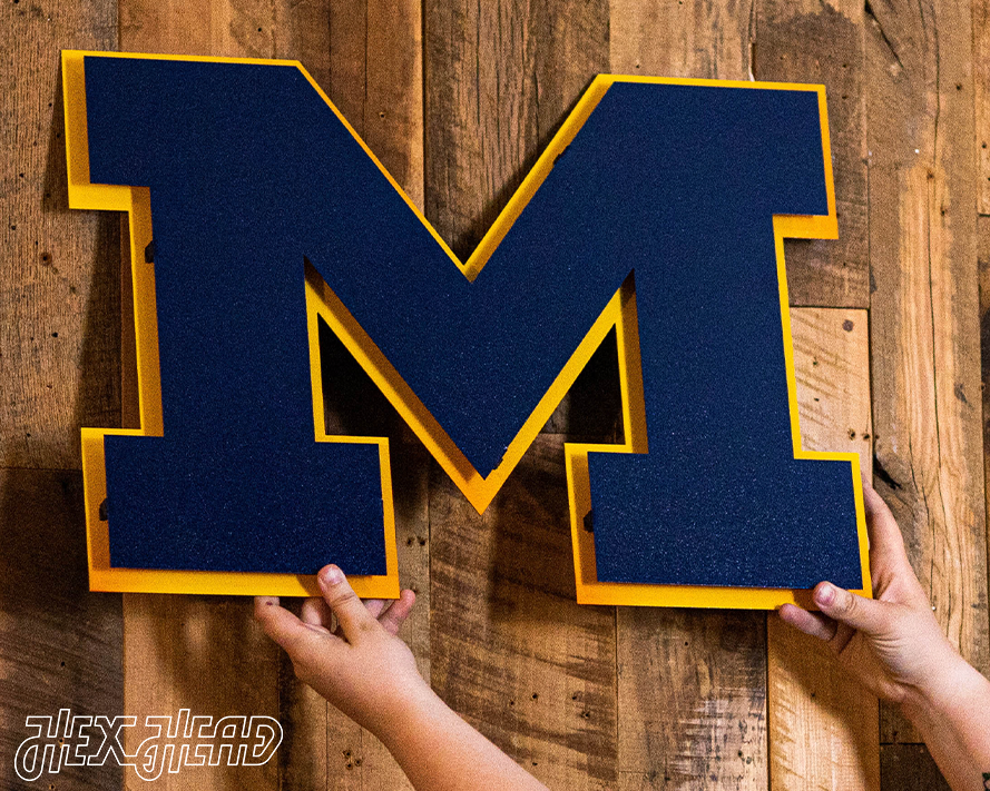 Michigan Wolverines "Block M" Blue Metal Wall Art