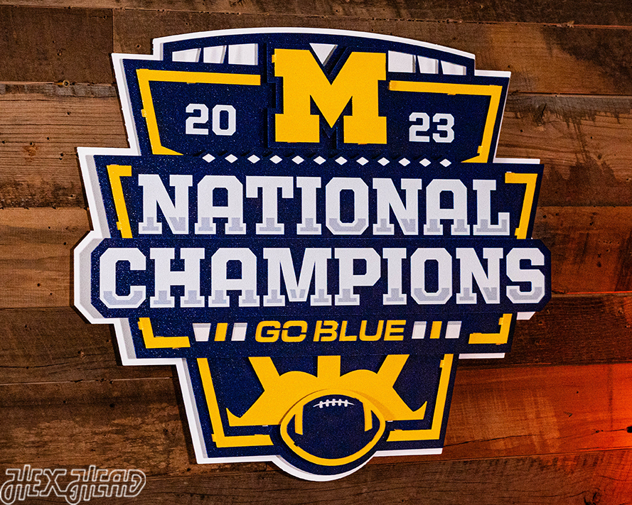 Michigan Wolverines Official 2023 National Champions 3D Vintage Metal Wall Art