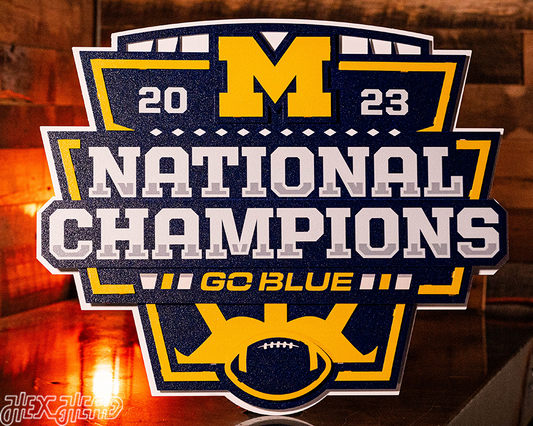 Michigan Wolverines Official 2023 National Champions 3D Vintage Metal Wall Art