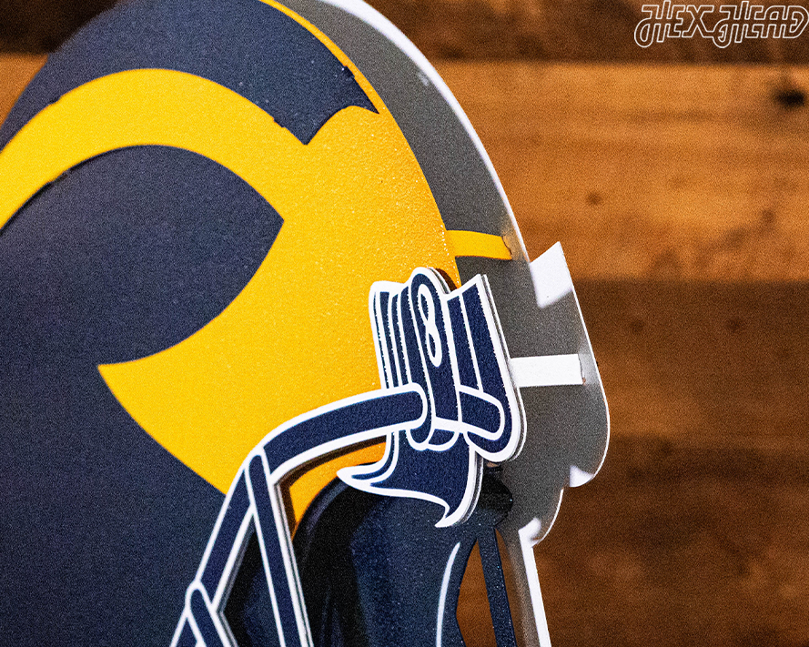 BLITZ Collection- 8 Layer Michigan Wolverines  "Winged" Helmet 3D Metal Wall Art