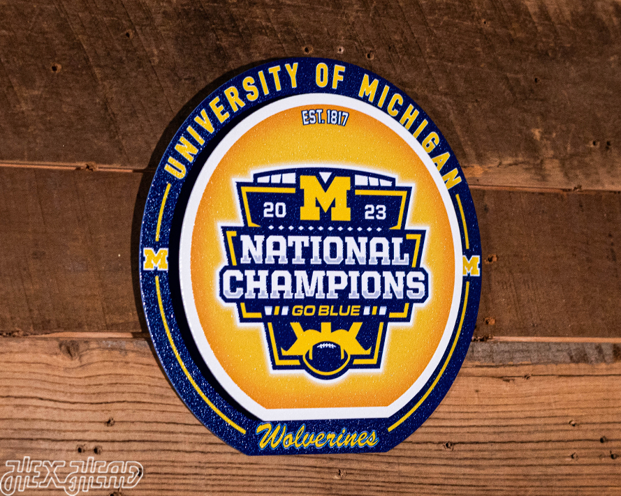 Michigan Wolverines 2023 National Champions "Double Play" On the Shelf or on the Wall Art