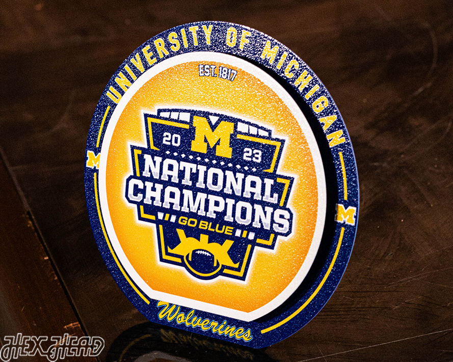 Michigan Wolverines 2023 National Champions "Double Play" On the Shelf or on the Wall Art