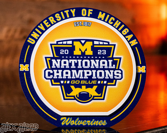 Michigan Wolverines 2023 National Champions "Double Play" On the Shelf or on the Wall Art