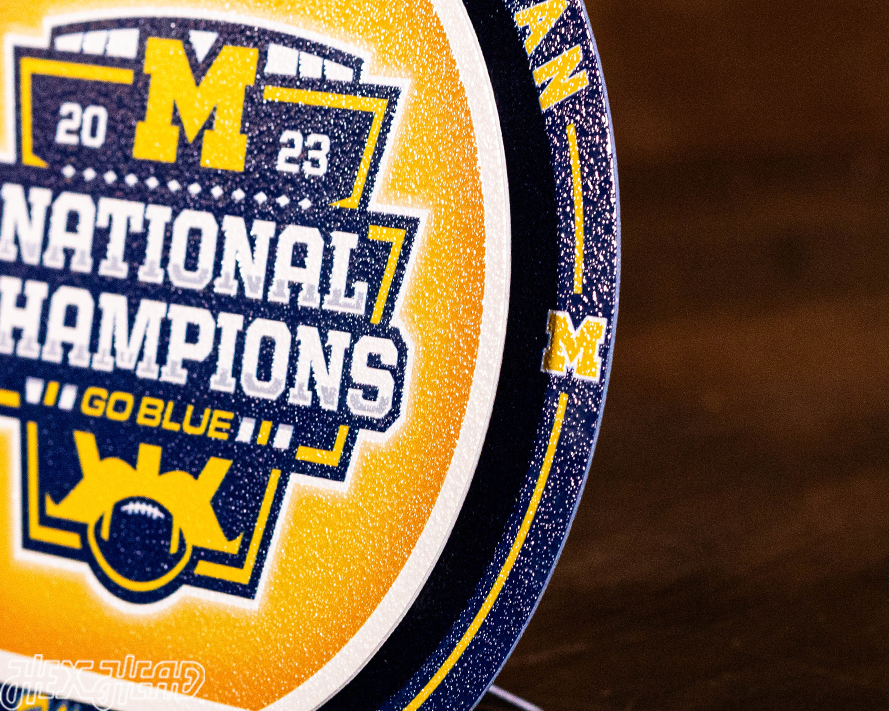 Michigan Wolverines 2023 National Champions "Double Play" On the Shelf or on the Wall Art