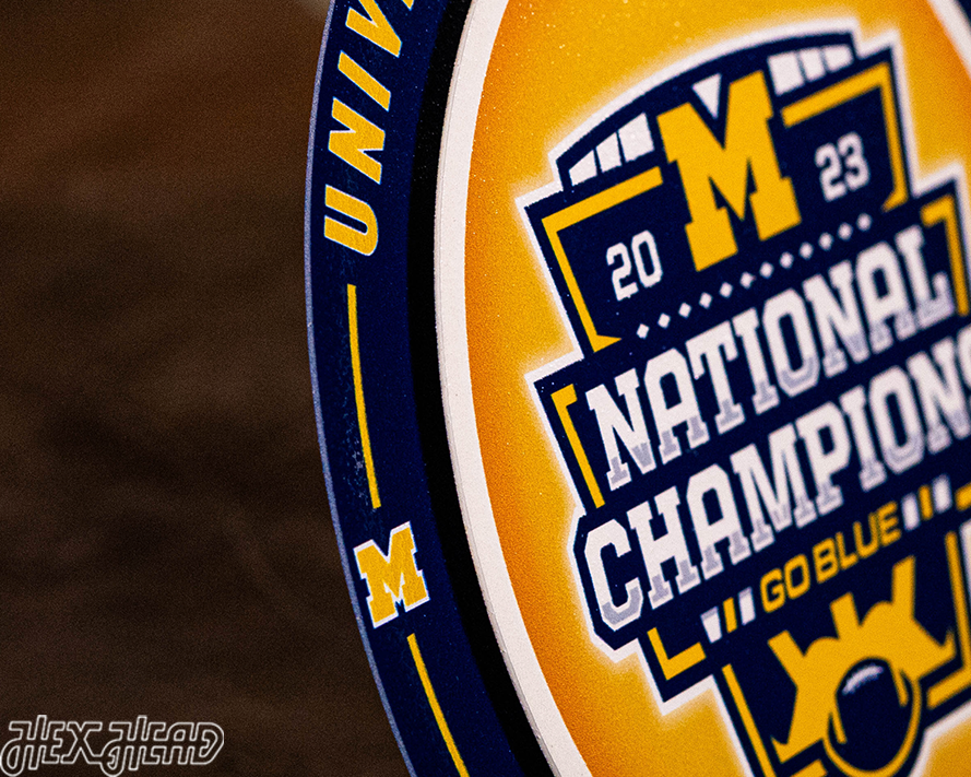 Michigan Wolverines 2023 National Champions "Double Play" On the Shelf or on the Wall Art