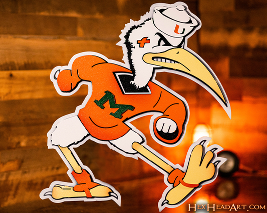 Miami Hurricanes "Sebastian the Ibis" 3D Vintage Metal Wall Art