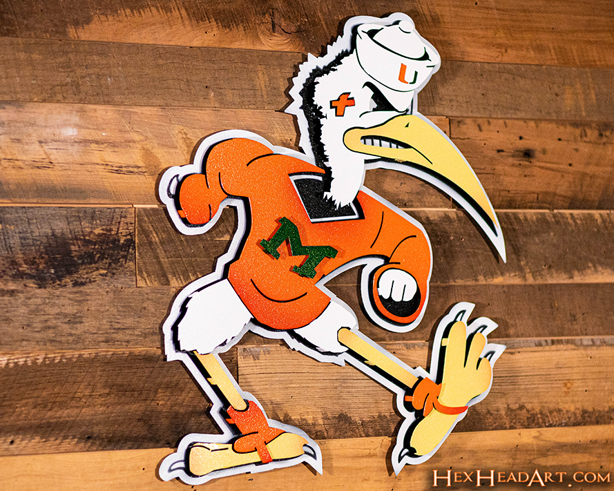 Miami Hurricanes "Sebastian the Ibis" 3D Vintage Metal Wall Art