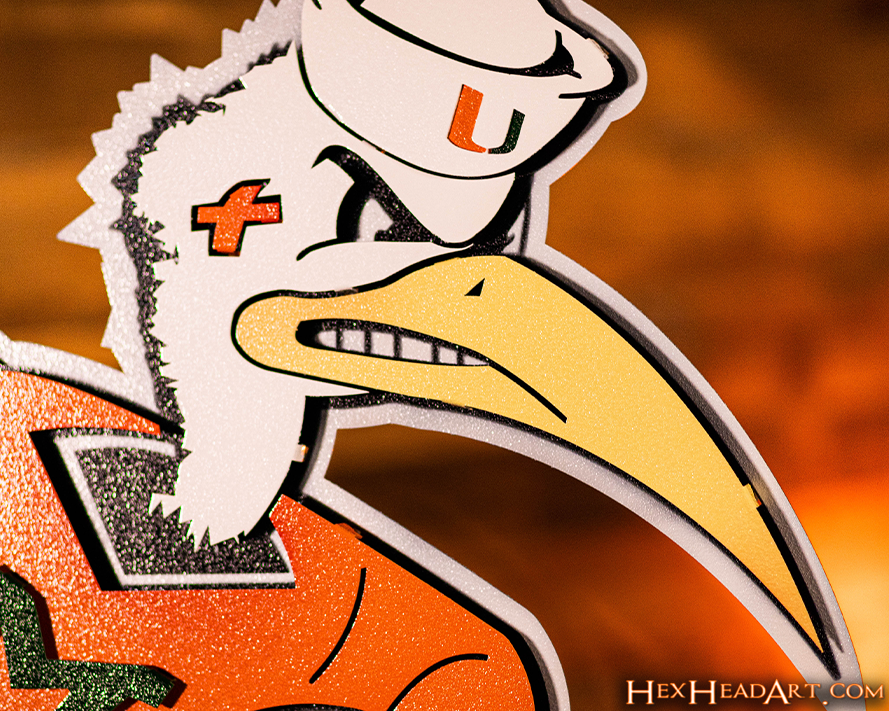 Miami Hurricanes "Sebastian the Ibis" 3D Vintage Metal Wall Art