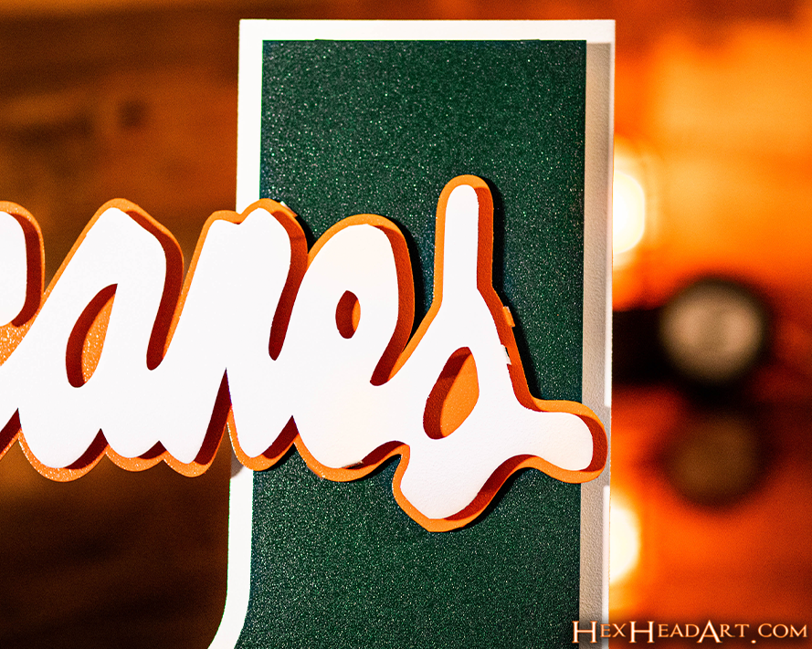 Miami "Hurricanes on U" 3D Vintage Metal Wall Art