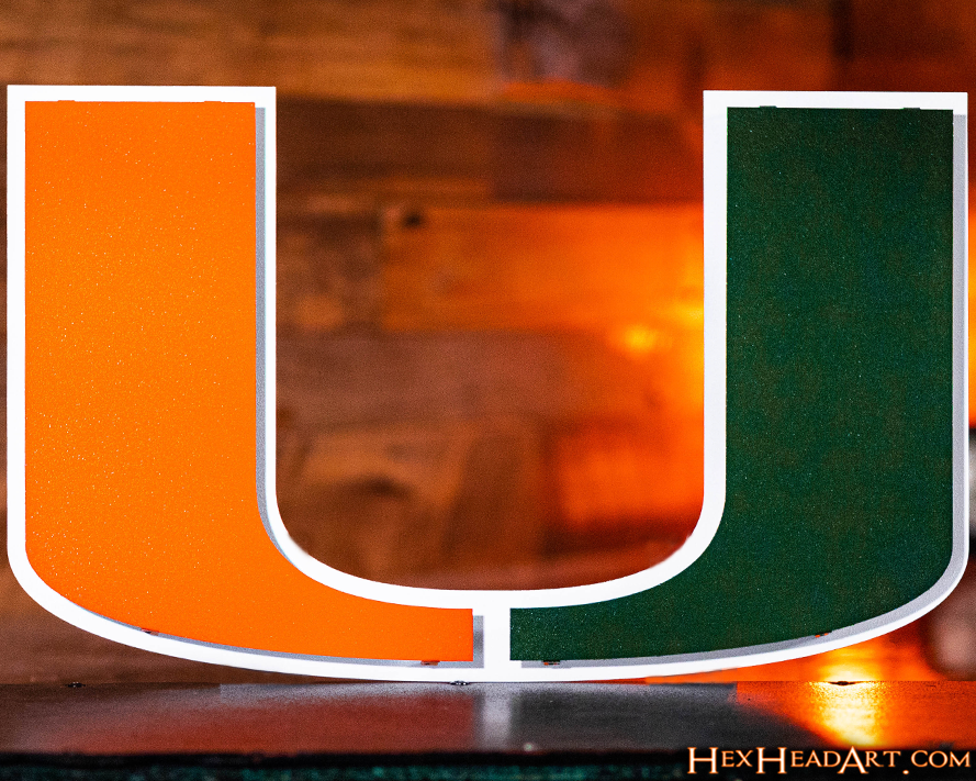 Miami Hurricanes "U" 3D Vintage Metal Wall Art