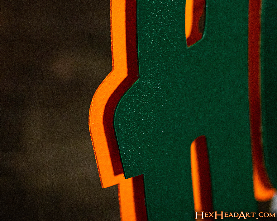 Miami Hurricanes Script 3D Vintage Metal Wall Art