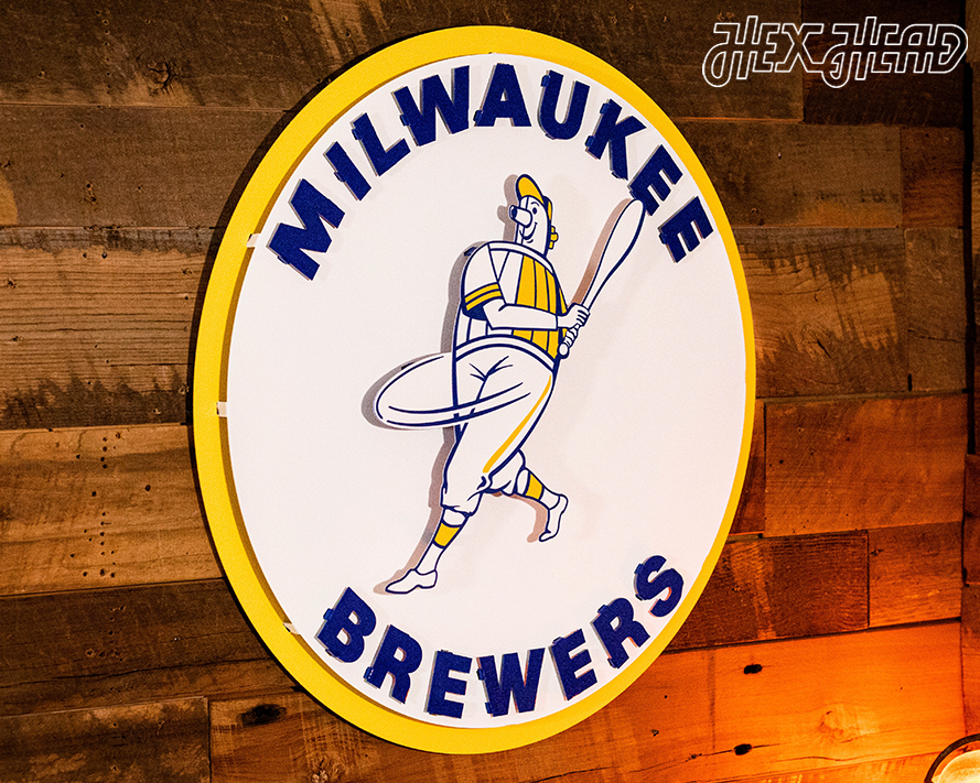 Milwaukee Brewers "1970 BARREL MAN" 3D Vintage Metal Wall Art