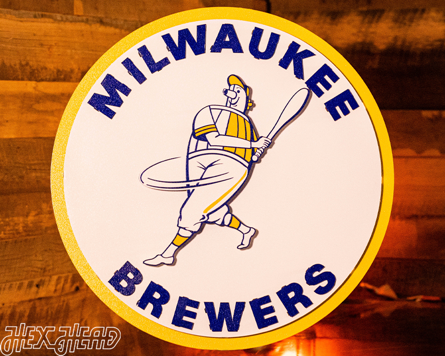 Milwaukee Brewers "1970 BARREL MAN" 3D Vintage Metal Wall Art