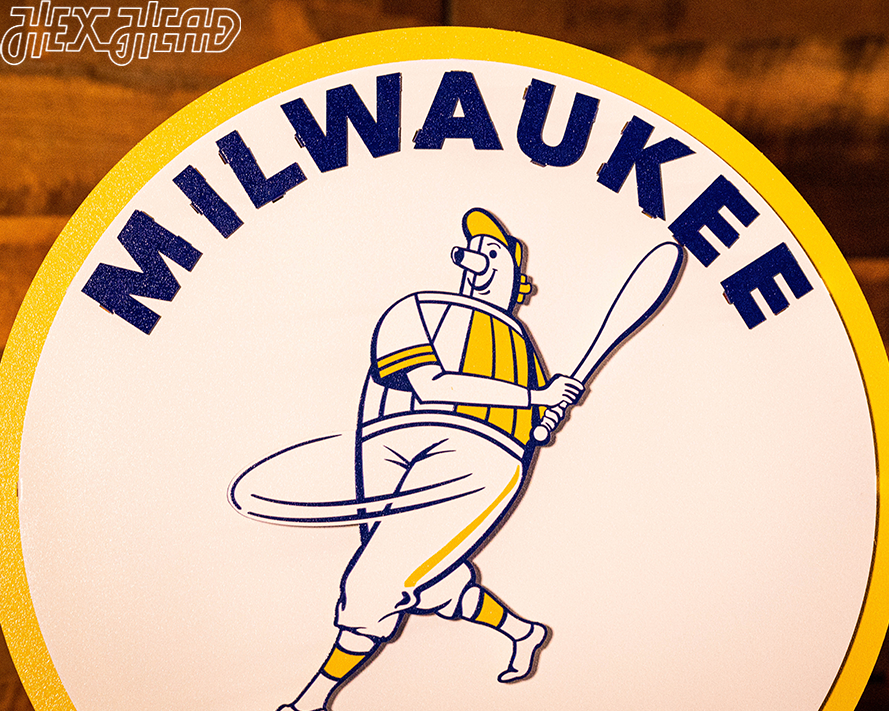 Milwaukee Brewers "1970 BARREL MAN" 3D Vintage Metal Wall Art